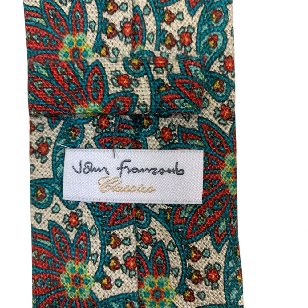 John Francomb Classics‎ Paisley Linen Tie Handmade Made In Italy